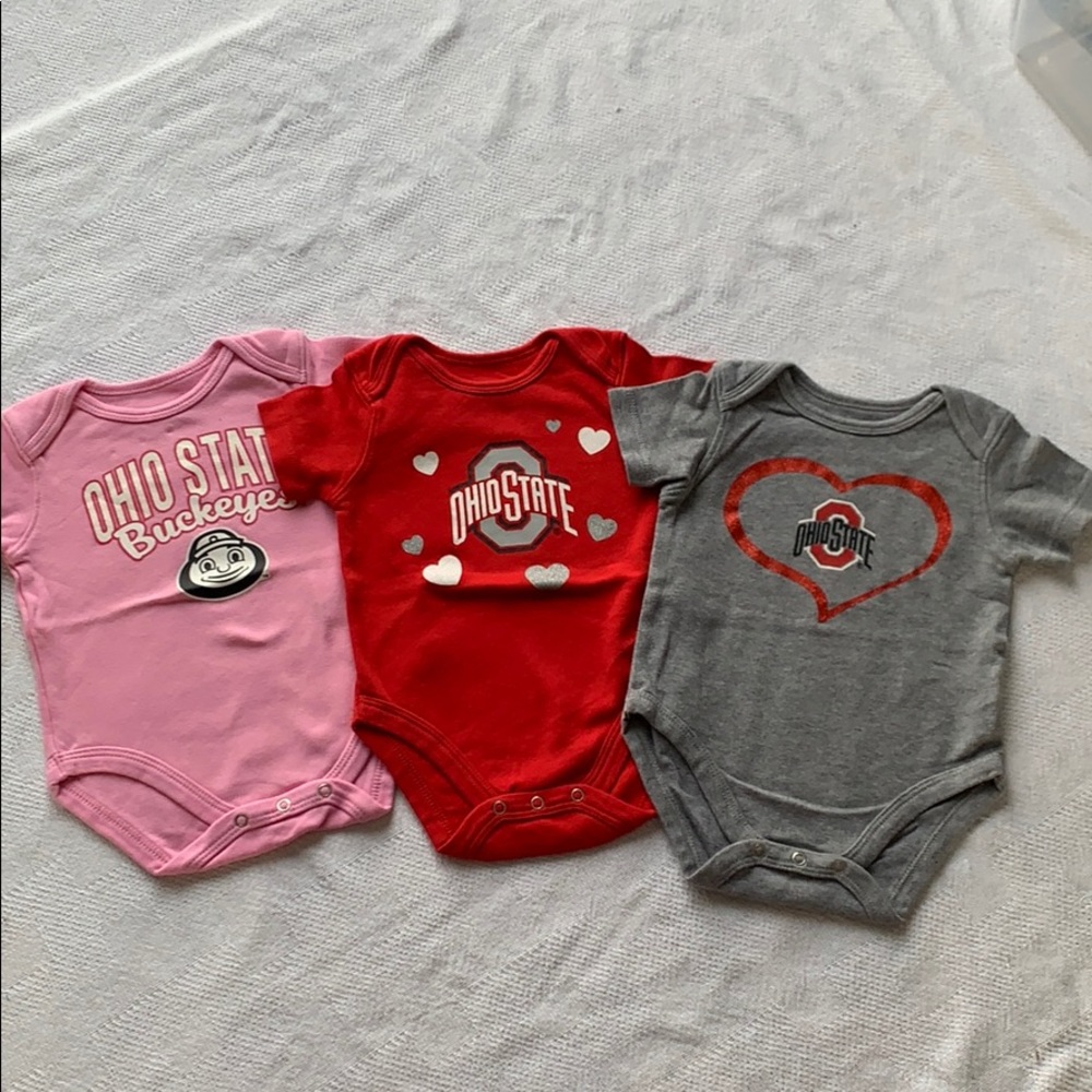3/6 month Ohio State onesies for baby girl
